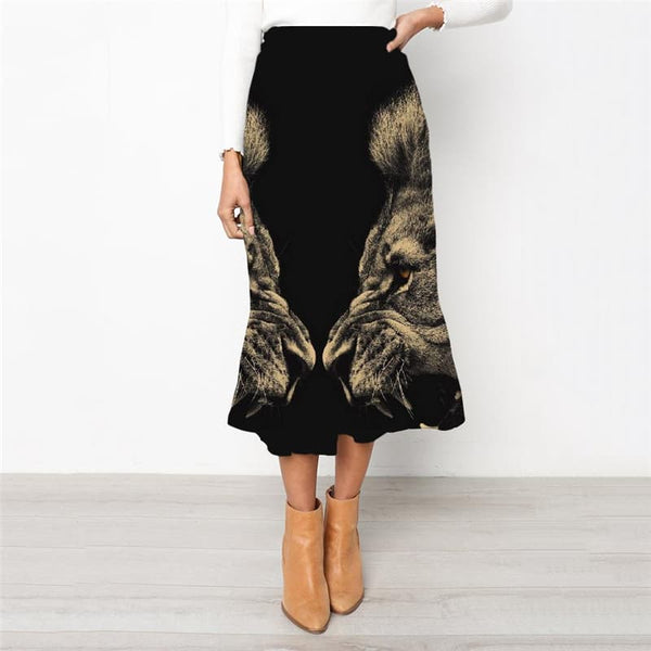 Lion Skirt Women Animal Skirt Ladies Anime Rock Frauen Ferocious High waist skirts Hip Hop School skirt - KYKU