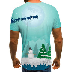 Christmas T shirts Men Santa Claus Tshirts Casual Snowman Shirt Print Deer T-shirts 3d Moon T shirts Funny