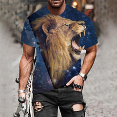 Lion T shirt Men Animal Anime Clothes Galaxy Tshirts Casual Short Sleeve