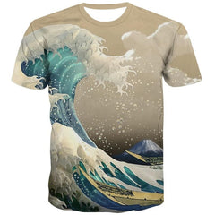 Waves T-shirt Men Sail Anime Clothes Surf Funny T shirts Ocean Shirt Print