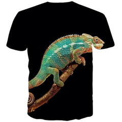 Lizard T-shirt Men Animal T-shirts 3d Black Tshirts Casual Funny Shirt Print