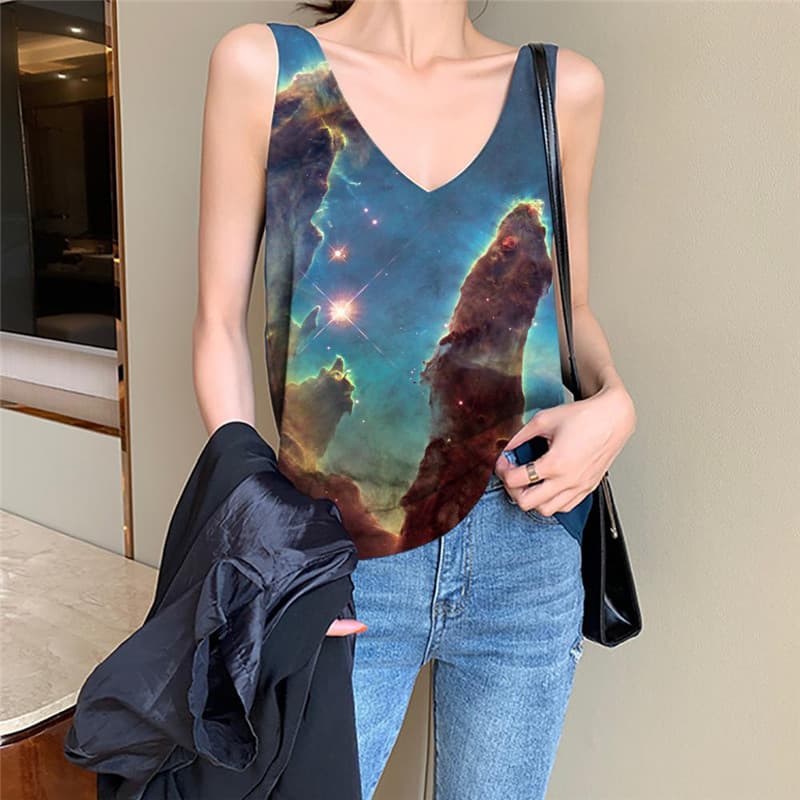 
Galaxy Tank-Top women Space Sleeveless 3d Universe Tank Tops Casual Art Vest Printed Nebula Vest Print
                