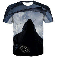 Moon T shirts Men Crow Tshirts Cool Skeleton T-shirts Graphic Halloween T-shirts 3d Cosplay Tshirt Anime - KYKU