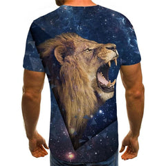 Lion T shirt Men Animal Anime Clothes Galaxy Tshirts Casual Short Sleeve