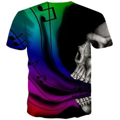 Skull T shirt Men Music Shirt Print Colorful Tshirts Casual Rainbow Anime Clothes