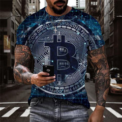 Bitcoin T shirt Men Galaxy T-shirts 3d Abstract Shirt Print Retro Tshirts Casual