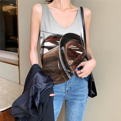 Metal Tank Top Women Engine Vest Print Gear Sleeveless 3d Art Tank Tops Casual