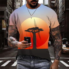 Tree T shirt Men Moon Tshirts Casual Landscape Funny T shirts Harajuku Tshirt Printed