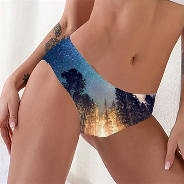 Galaxy Briefs Women Space Underwear Universe Sexy Forest Knickers Flame Pantys