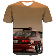 Racing Car T-shirt Men Metal Shirt Print City Tshirt Anime Gray Tshirts Casual Retro Tshirts Cool