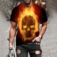 Skull T shirt Men Flame Tshirt Printed Gothic Anime Clothes Funny Shirt Print