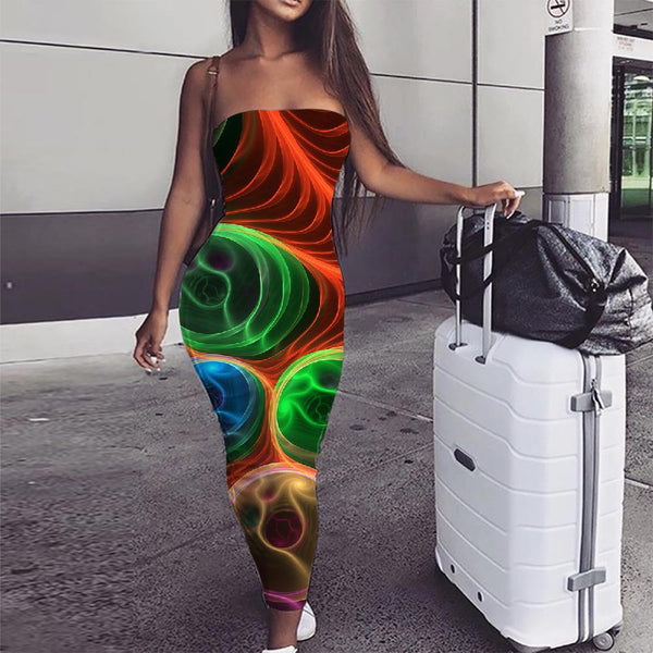 Geometric Dress Women Psychedelic Vestido Sexy Vortex sleeveless Ball Bodycon Dress - KYKU