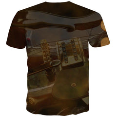 Guitar T-shirt Men Music T-shirts 3d Wooden T shirts Funny Metal Tshirts Cool