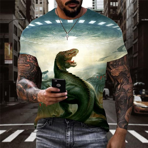 Dinosaur T-shirt Men Animal Funny T shirts War Anime Clothes Hip Hop Tshirts Casual