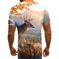 Deer T shirt Men Animal Anime Clothes Landscape Shirt Print Christmas Tshirt Printed
