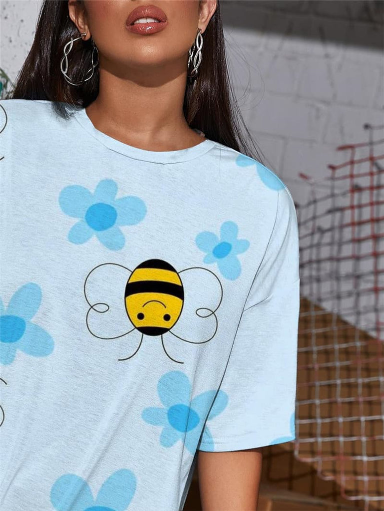 
Bee T Shirt Women Animal Punk Rock Lovely Gothic Flower T-shirts 3d
                