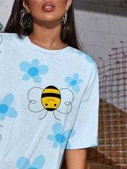 Bee T Shirt Women Animal Punk Rock Lovely Gothic Flower T-shirts 3d