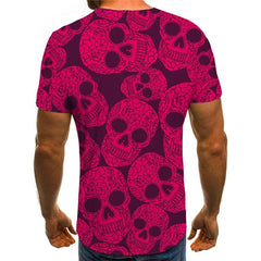 Skull T shirt Men Rose Red Tshirt Printed Skeleton Anime Clothes Hip Hop T-shirts 3d