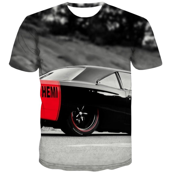 Racing Car T-shirt Men Metal T shirts Funny City Tshirt Printed Gray T-shirts Graphic Retro T-shirts 3d