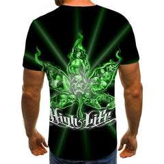 Weeds T-shirt Men Skull Funny T shirts Green T-shirts 3d Smoke Cloud Tshirt Printed