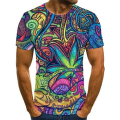 Hippie T shirt Men Colorful Funny T shirts Graffiti Shirt Print Happy Anime Clothes