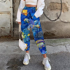 Fish Pants Women Animal Casual Pant Tracksuits High Waist Pants Ocean Jogger Pants Fishinger 3d Printed