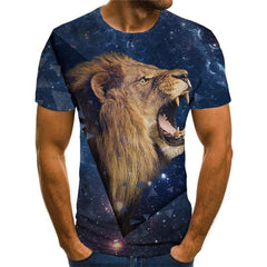 Lion T shirt Men Animal Anime Clothes Galaxy Tshirts Casual Short Sleeve