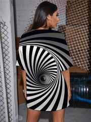 Dizziness T-shirt Women Stripe Punk Rock Black And White Shirt Print Harajuku Funny T shirts