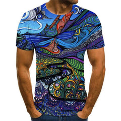 Hippie T shirt Men Waves Tshirts Casual Colorful Funny T shirts Hip Hop Anime Clothes