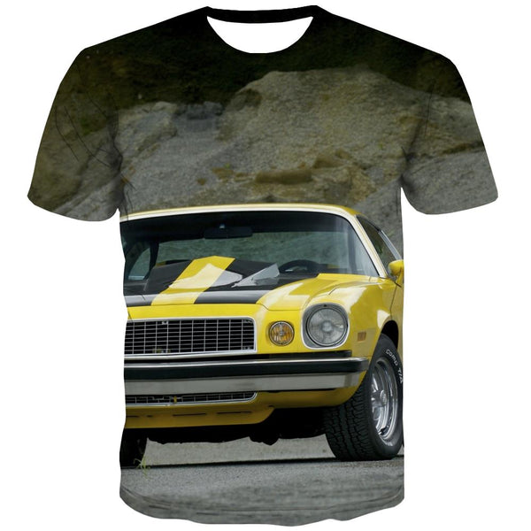 Racing Car T-shirt Men Metal Tshirts Cool City T shirts Funny Gray Tshirts Novelty Retro Tshirt Printed