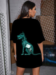 Animal T Shirt Women Skeleton Gothic Hip Hop Shirt Print Rock Tshirt Printed
