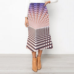 Geometric Skirts Women Psychedelic Rock Frauen Vortex Skirt Ladies Yellow School skirt - KYKU