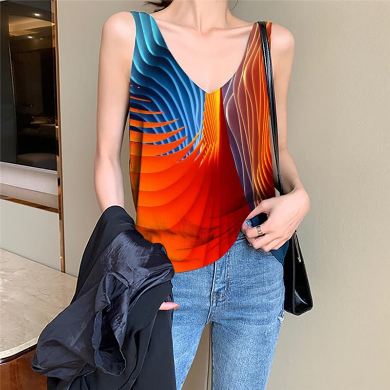 
Abstract Tank-Top women Colorful Vest Print Dizziness Anime Clothes Funny Vest Printed
                
