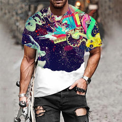 Astronaut T-shirt Men Galaxy Funny T shirts Colorful Tshirts Casual