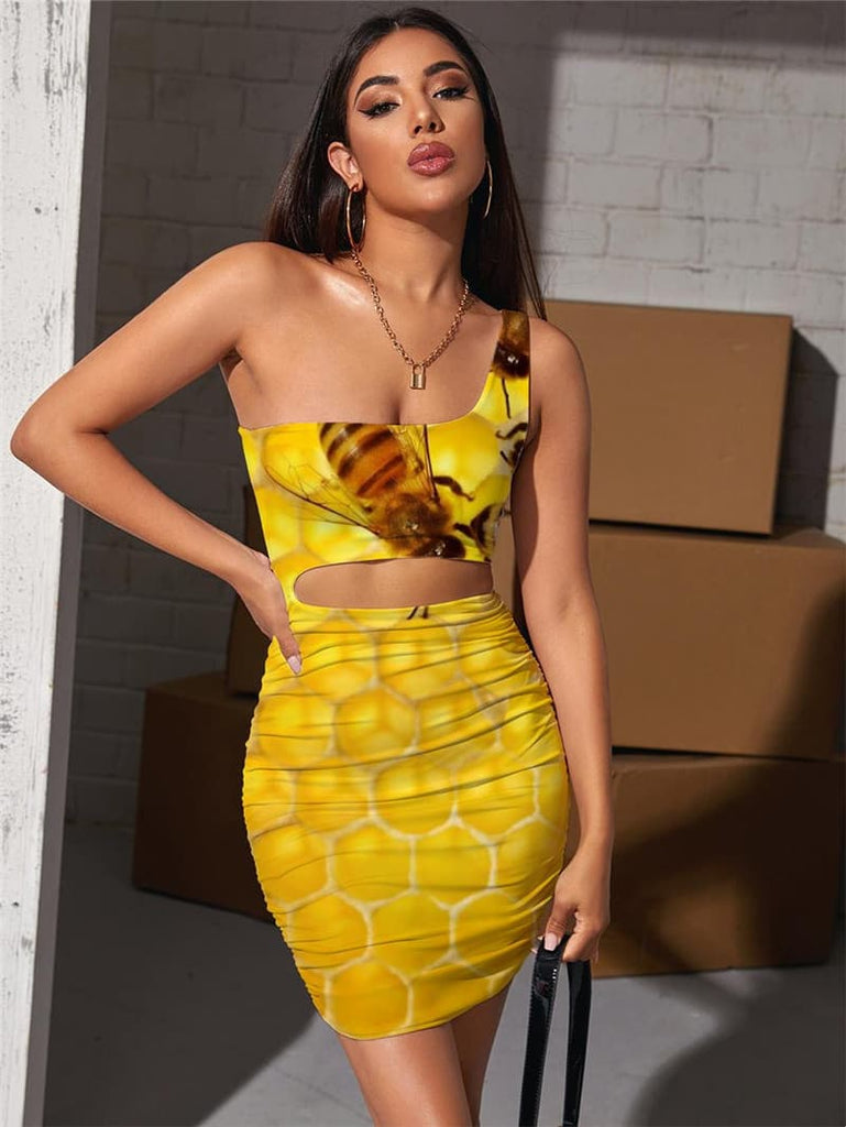 
Bee Dresses Women Animal Pleating Lovely Bodycon Dress Harajuku Hollow out Dresses
                