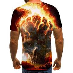 Skull T shirt Men Flame Funny T shirts Party Shirt Print Hip Hop Tshirts Casual