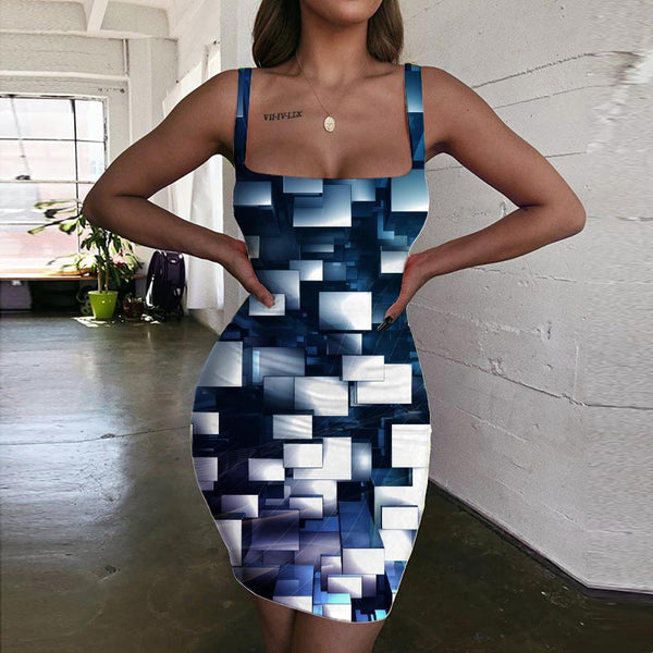 Geometric Dress Women Psychedelic Vestido Sexy Vortex 3d Print Stereoscopic Bodycon Dress - KYKU