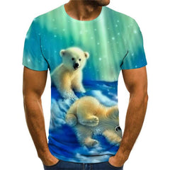 Bear T shirt Men Animal Funny T shirts Galaxy Shirt Print Hip Hop Tshirts Casual