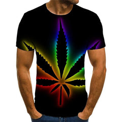 Leaves T-shirt Men Colorful Tshirts Casual Rainbow Shirt Print Harajuku T-shirts 3d
