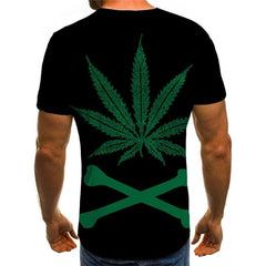 Leaves T shirt Men Bone Funny T shirts Black Tshirts Casual Harajuku Anime Clothes