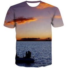 fishing T-shirt Men fish T shirts Funny sea Tshirt Printed Short Sleeve Hip hop - KYKU