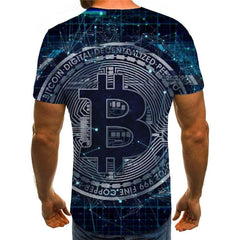 Bitcoin T shirt Men Galaxy T-shirts 3d Abstract Shirt Print Retro Tshirts Casual