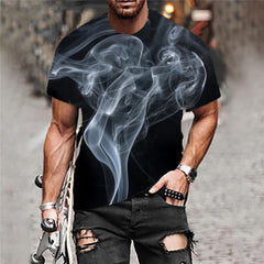 Smoke T-shirt Men Abstract Anime Clothes Psychedelic Tshirts Casual Black T-shirts 3d