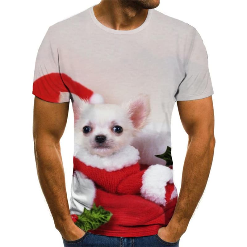 
Christmas T-shirt Men New Year Shirt Print Animal T shirts Funny Harajuku Tshirt Printed Lovely Tshirts Casual
                