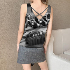 Metal Tank Top Women Engine Sleeveless 3d Gear Vest Printed Black Anime Clothes