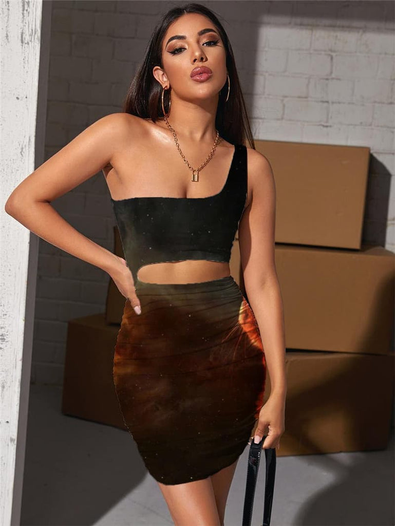 
Cat Dress Women Animal Hollow out Dresses Galaxy Halter Sleeveless
                