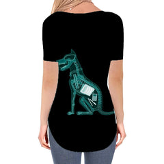 Animal T-shirt women Skeleton Tshirts Printed Hip Hop Shirt Print Rock V-neck Tshirt
