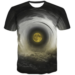 Moon T shirts Men Space T shirts Funny Novel Tshirts Casual Black T-shirts 3d