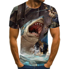 Shark T shirt Men Ocean Tshirt Printed Animal Tshirts Casual War Shirt Print Funny Anime Clothes