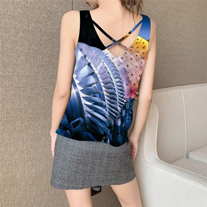 
Metal Tank-Top women Engine Funny Top Gear Vest Printed Technology Anime Clothes Harajuku Vest Print
                